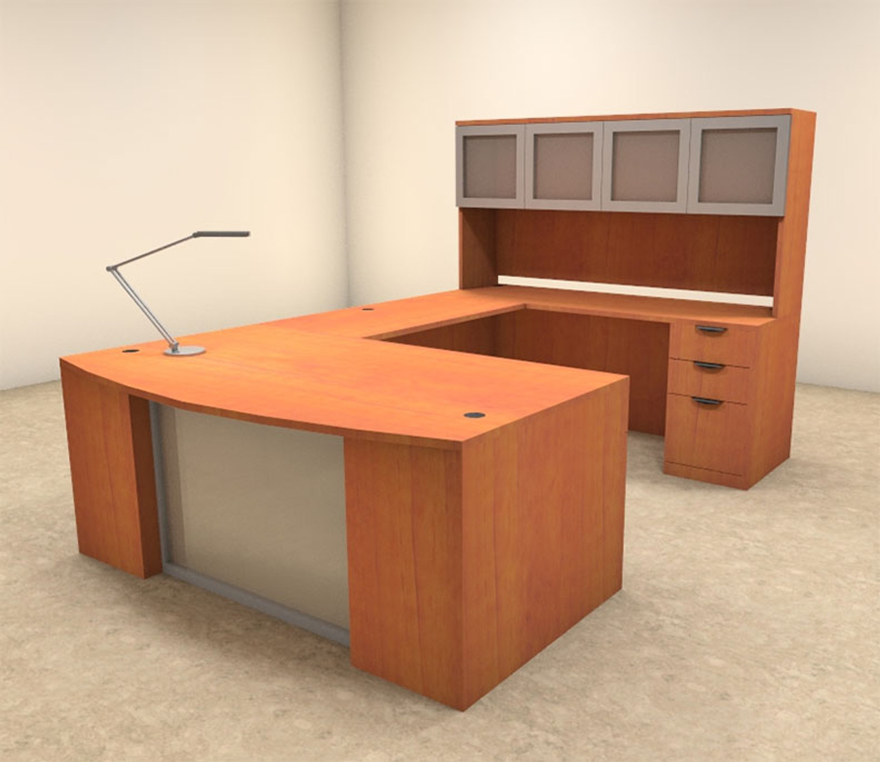 6pc U Shaped Modern Contemporary Executive Office Desk Set, #OF-CON-U56