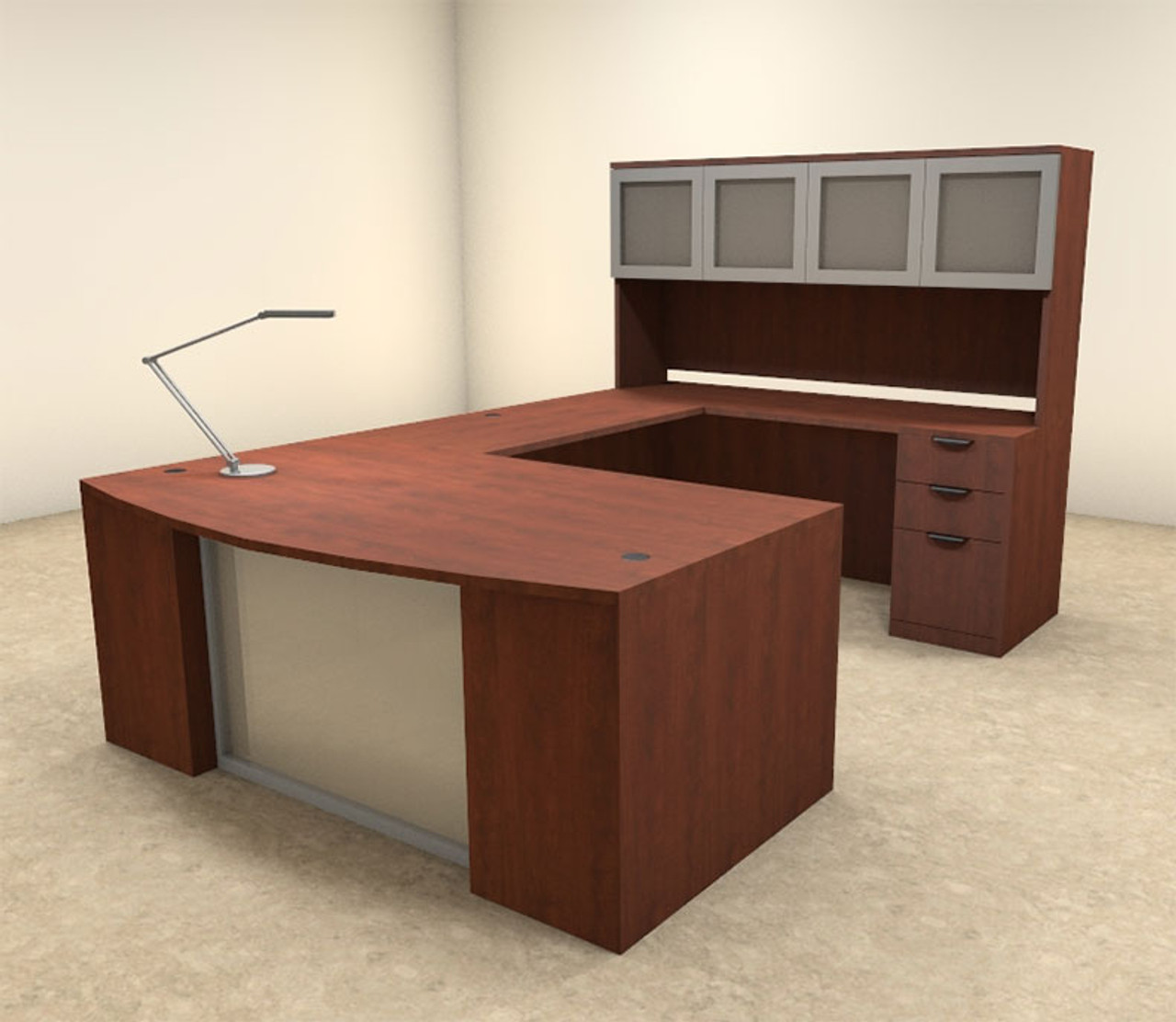 6pc U Shaped Modern Contemporary Executive Office Desk Set, #OF-CON-U57