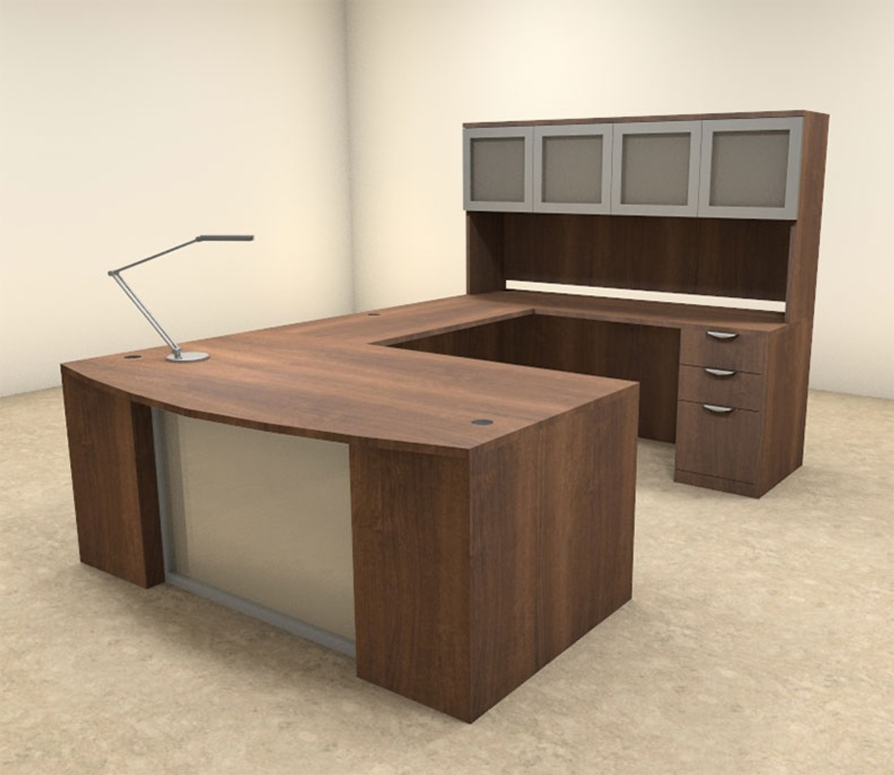 6pc U Shaped Modern Contemporary Executive Office Desk Set, #OF-CON-U59 6pc U Shaped Modern Contemporary Executive Office Desk Set, #OF-CON-U59