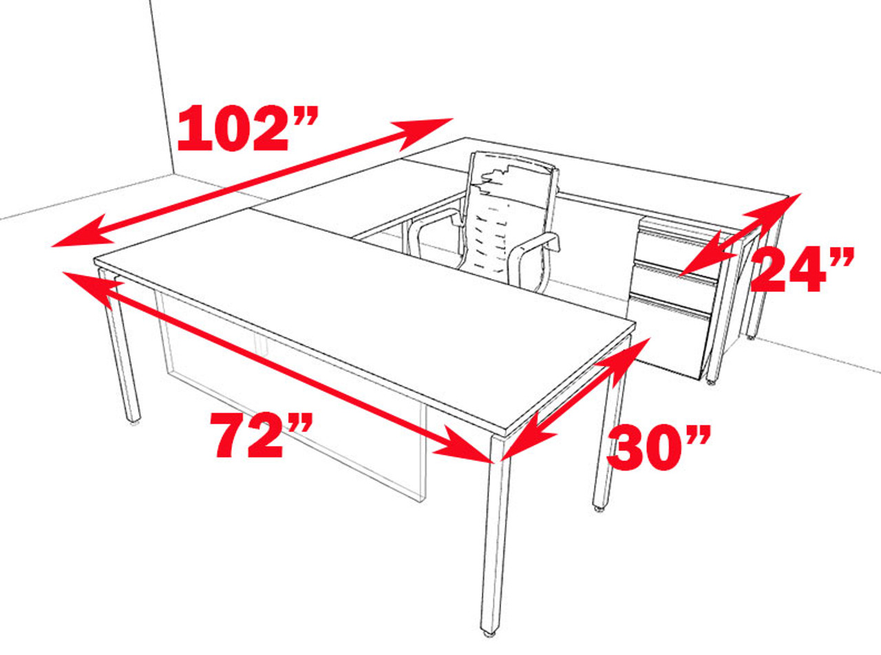 4pc U Shaped Modern Contemporary Executive Office Desk Set, #OF-CON-U66