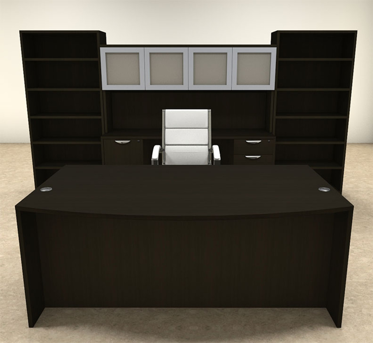 8pc Fan Front Modern Executive Office Desk Set, #OT-SUL-D20 8pc Fan Front Modern Executive Office Desk Set, #OT-SUL-D20