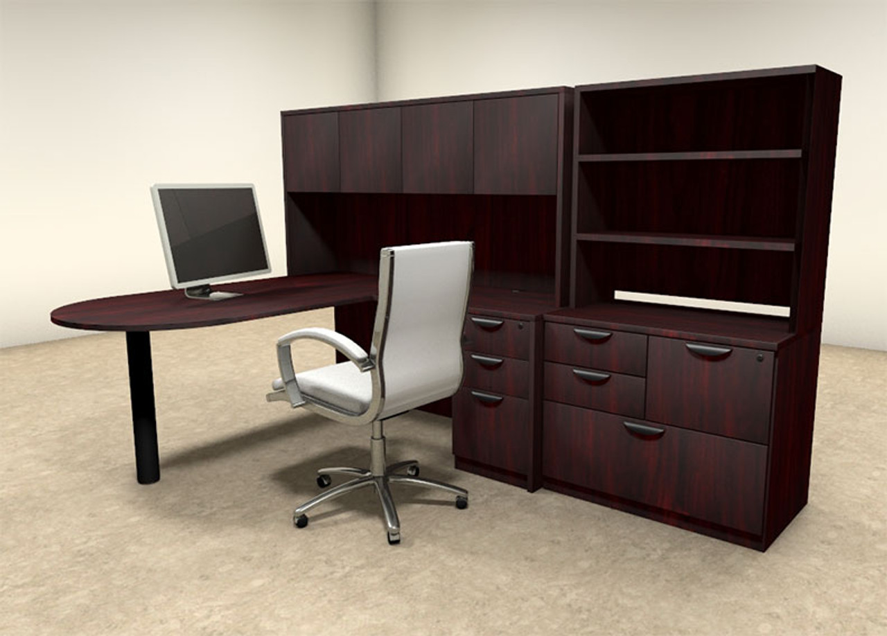 6pc L Shaped Modern Executive Office Desk, #OT-SUL-L27