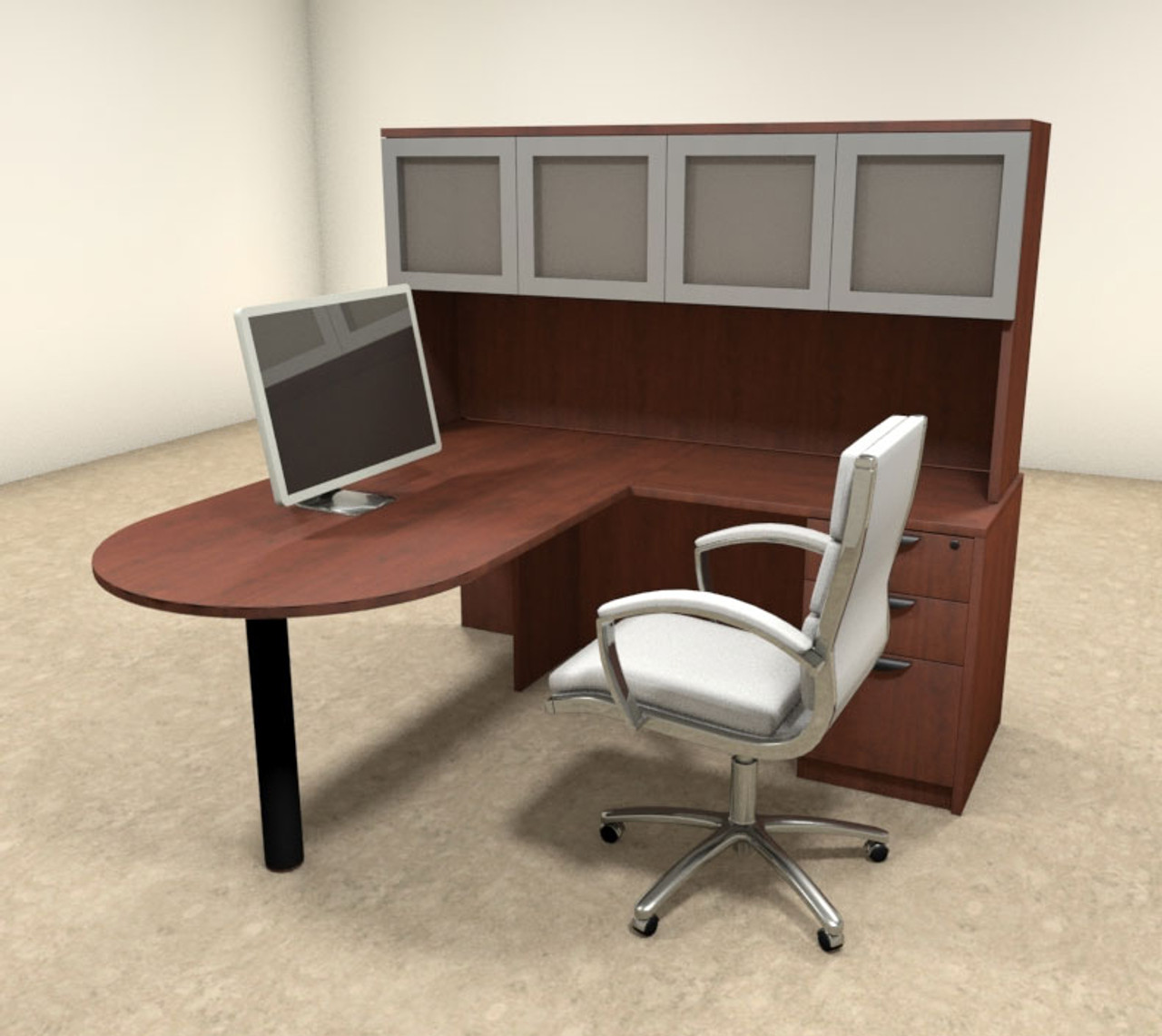 4pc L Shaped Modern Executive Office Desk, #OT-SUL-L42