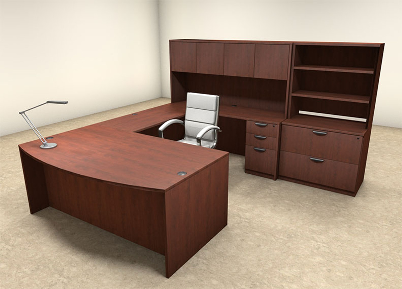 7pc U Shaped Modern Executive Office Desk, #OT-SUL-U18