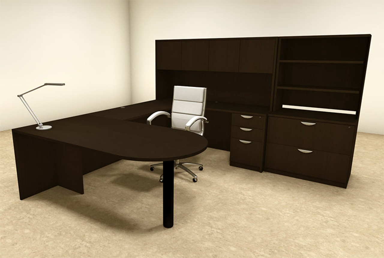 7pc U Shaped Modern Executive Office Desk, #OT-SUL-U24