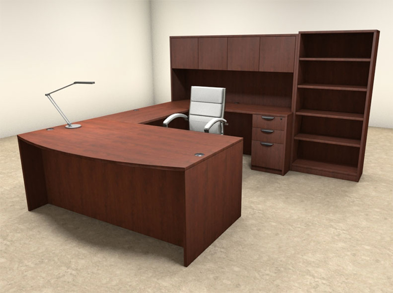 6pc U Shaped Modern Executive Office Desk, #OT-SUL-U30