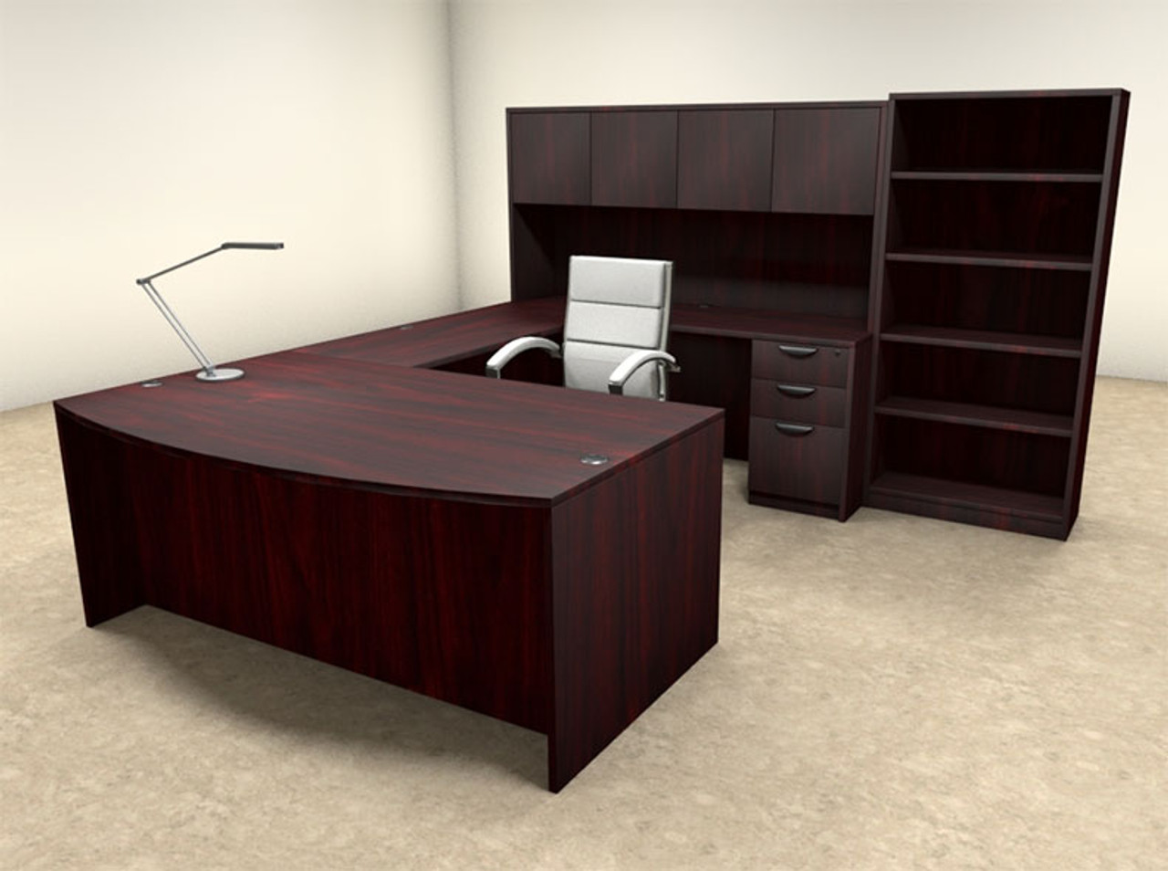 6pc U Shaped Modern Executive Office Desk, #OT-SUL-U31