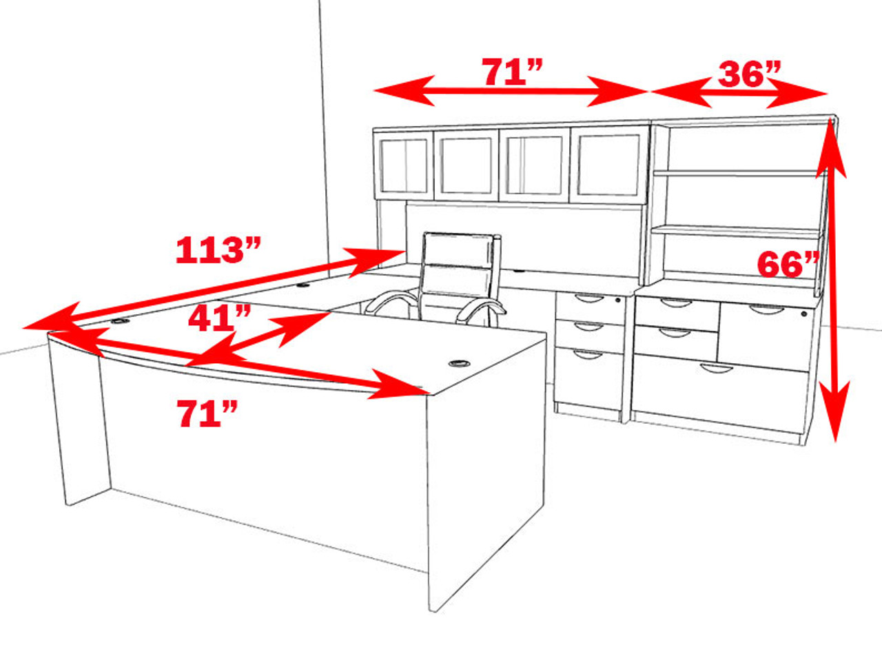 7pc U Shaped Modern Executive Office Desk, #OT-SUL-U48