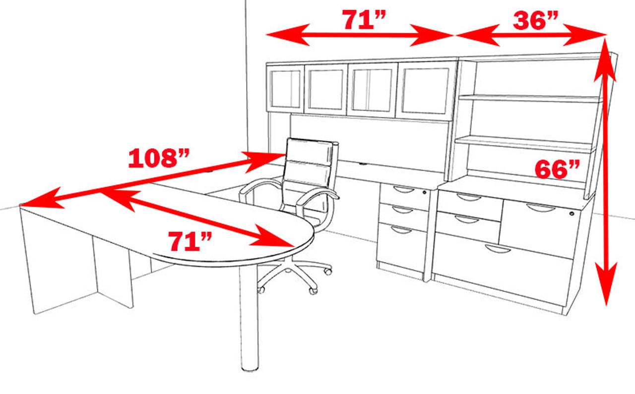 7pc U Shaped Modern Executive Office Desk, #OT-SUL-U51