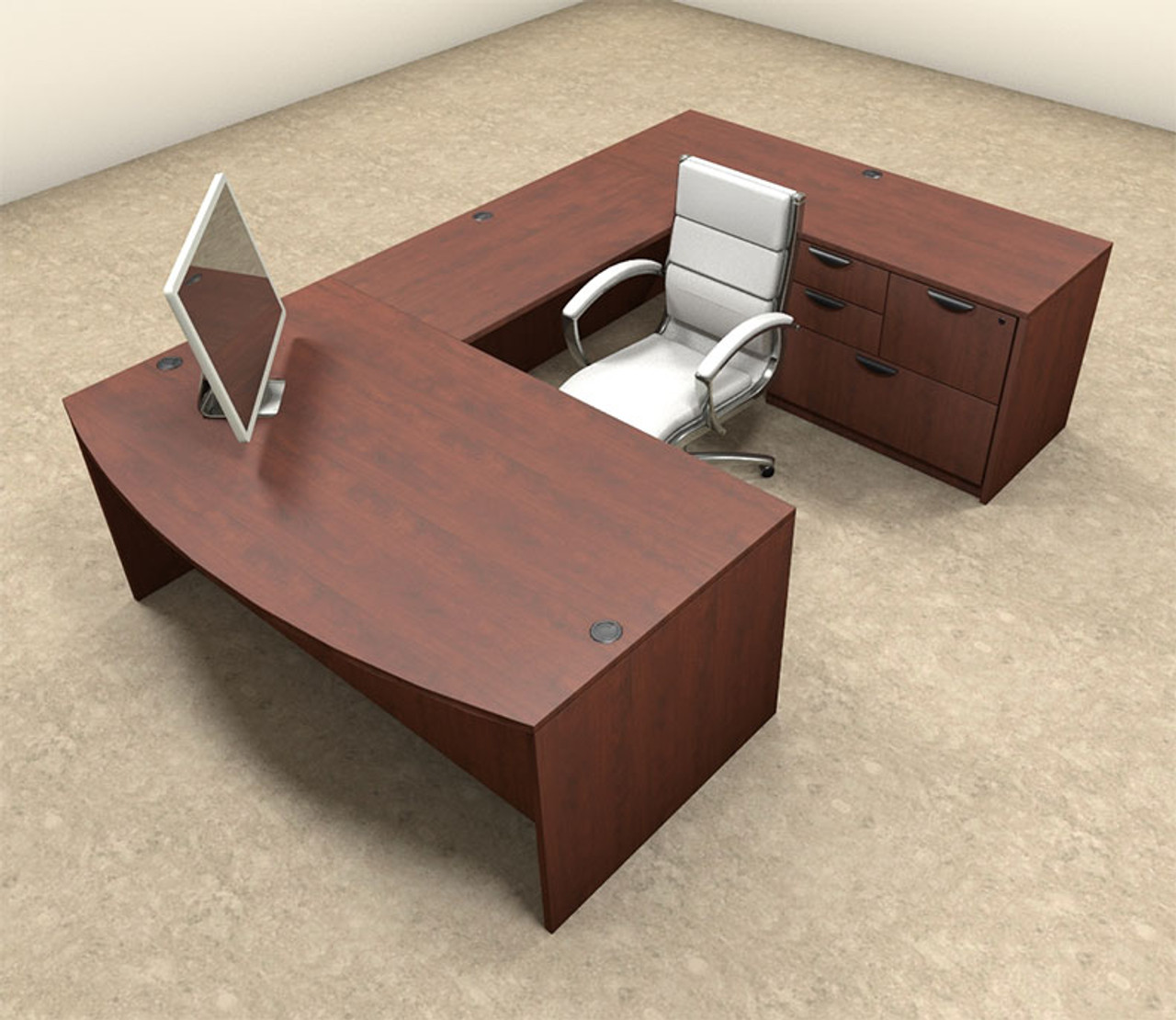 4pc U Shaped Modern Executive Office Desk, #OT-SUL-U6