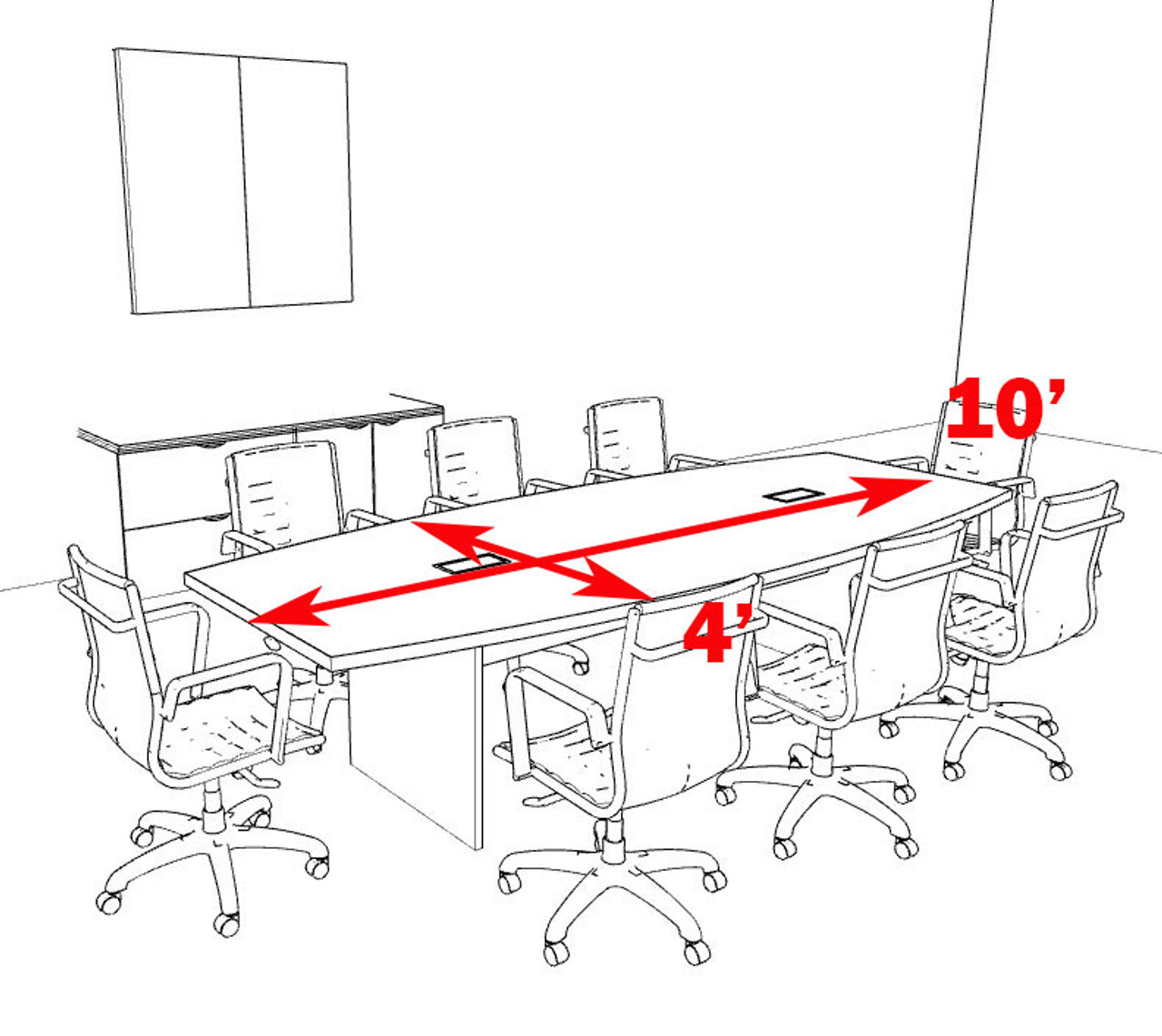 Modern Boat Shapedd 10' Feet Conference Table, #OF-CON-C57