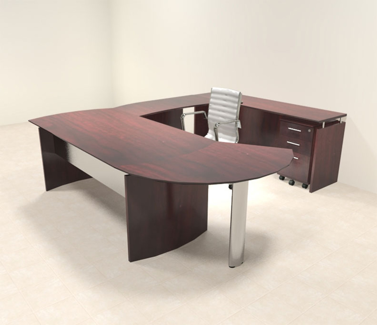 5pc Modern Contemporary U Shaped Executive Office Desk Set, #MT-MED-U11