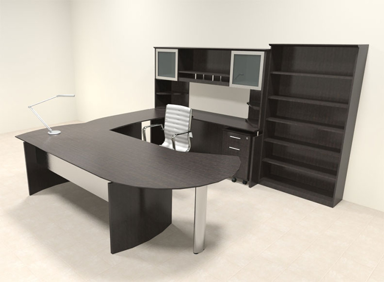 7pc Modern Contemporary U Shaped Executive Office Desk Set Mt Med U18