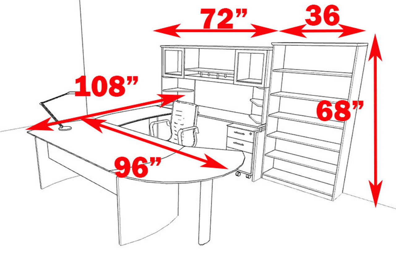 7pc Modern Contemporary U Shaped Executive Office Desk Set, #MT-MED-U18