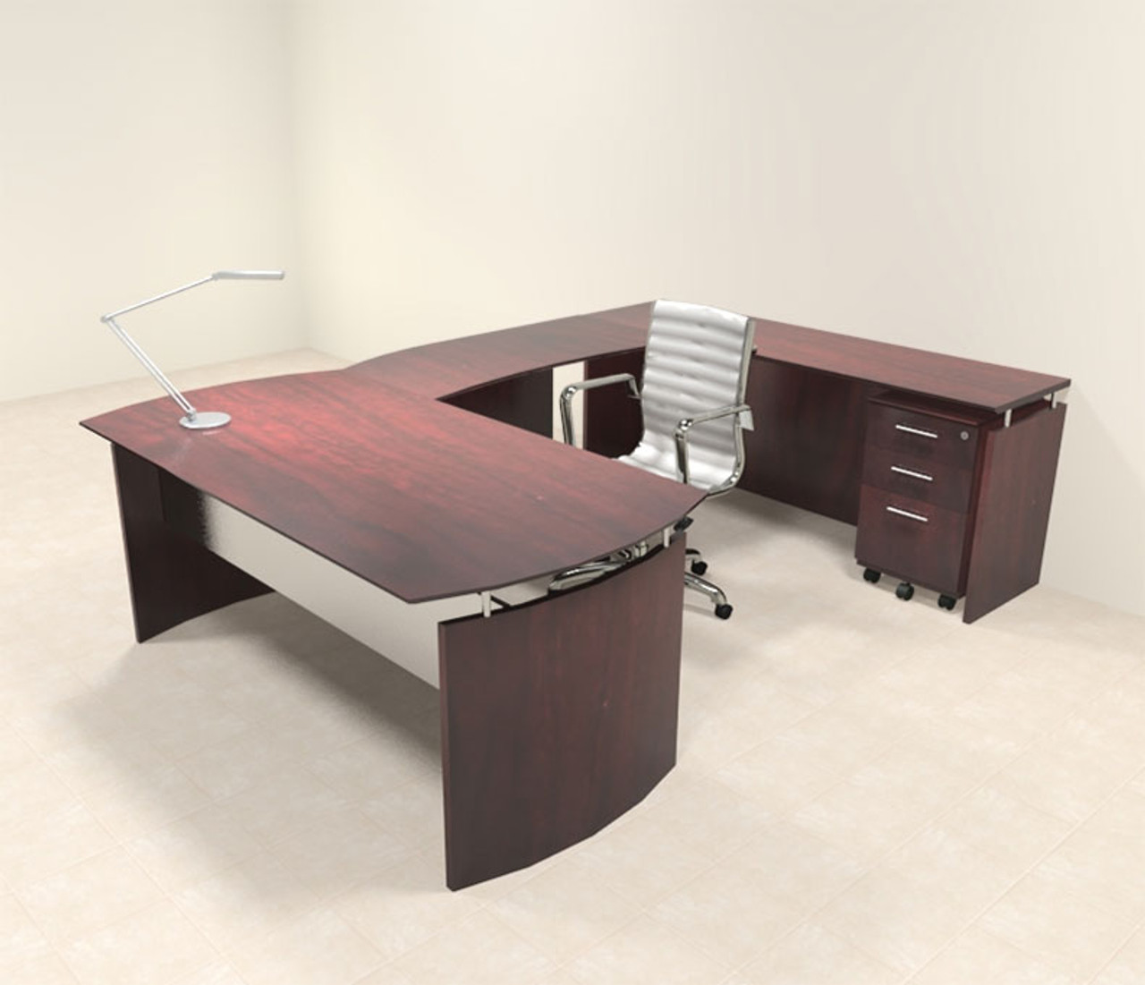 4pc Modern Contemporary U Shaped Executive Office Desk Set, #MT-MED-U2