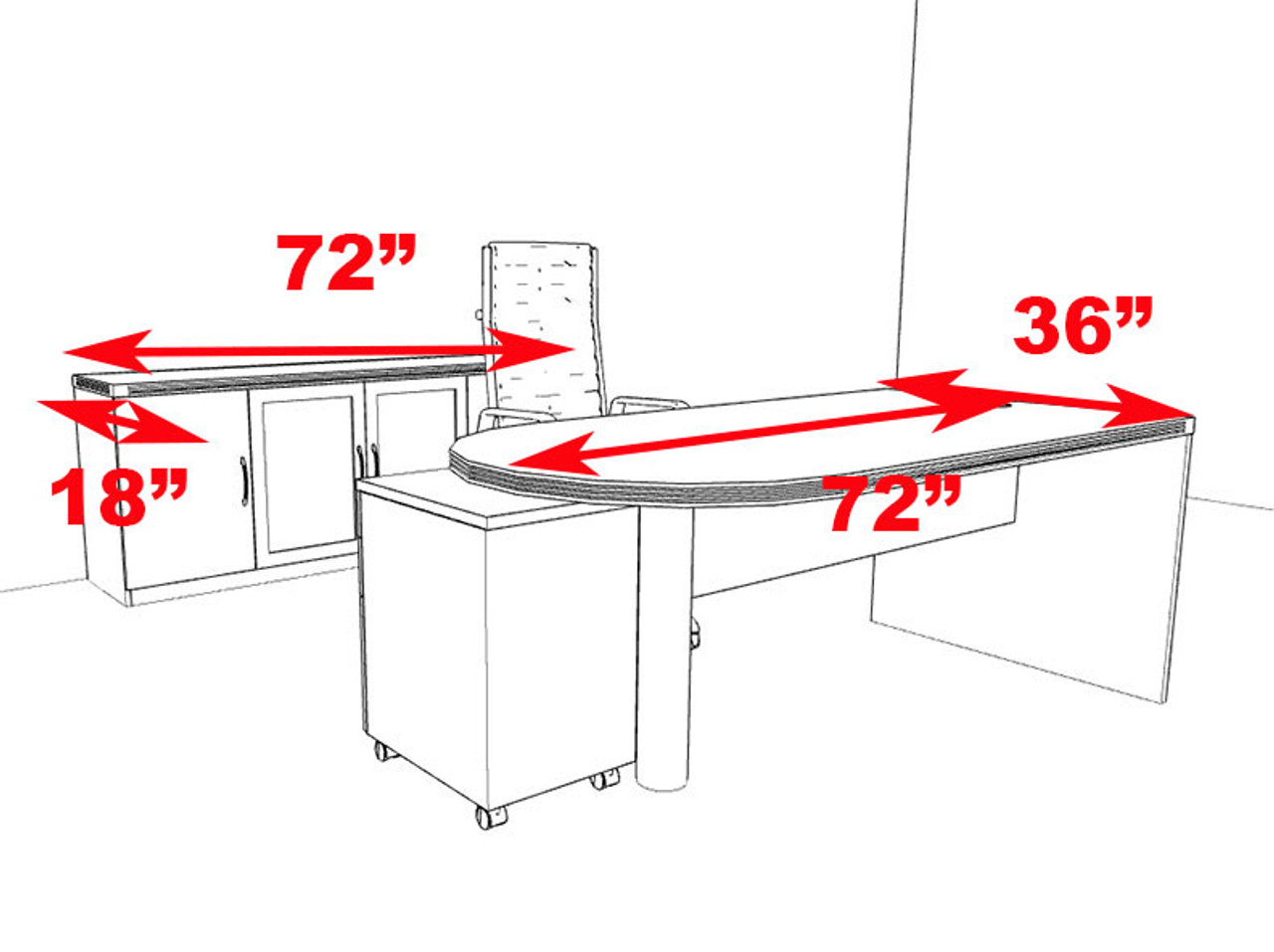 3pc Modern Contemporary Executive Office Desk Set, #RO-ABD-D28