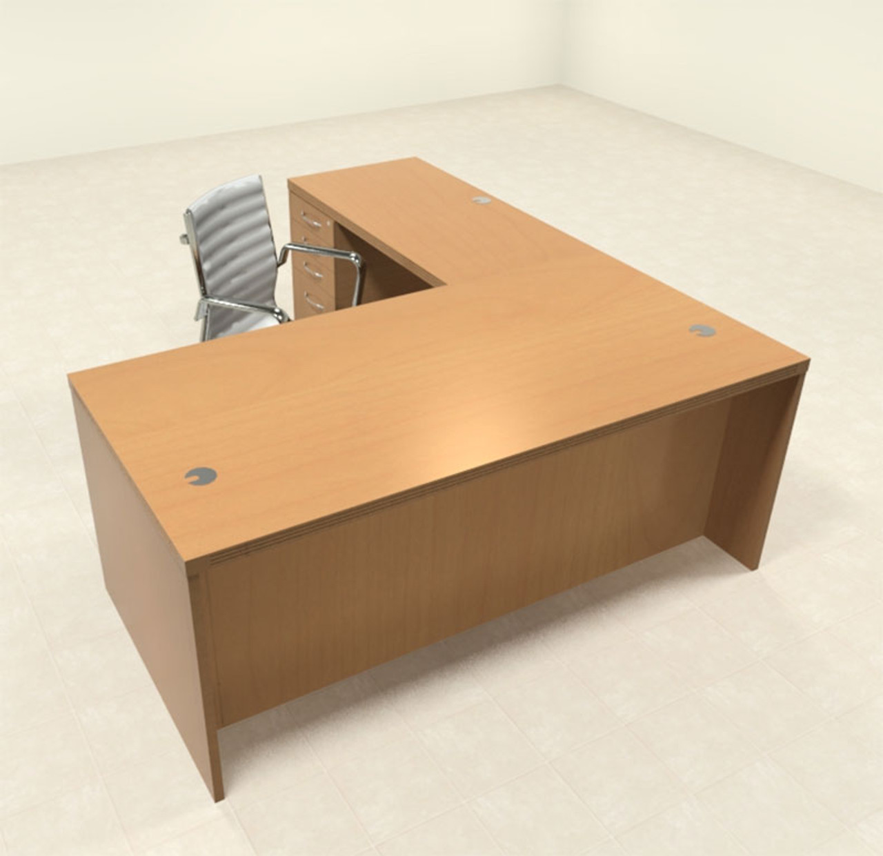 3pc Modern Contemporary L Shaped Executive Office Desk Set, #RO-ABD-L4