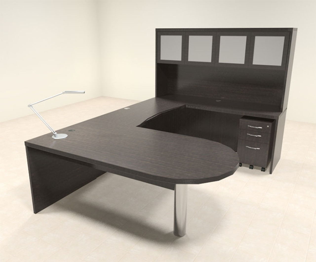 5pc Modern Contemporary U Shaped Executive Office Desk Set, #RO-ABD-U21