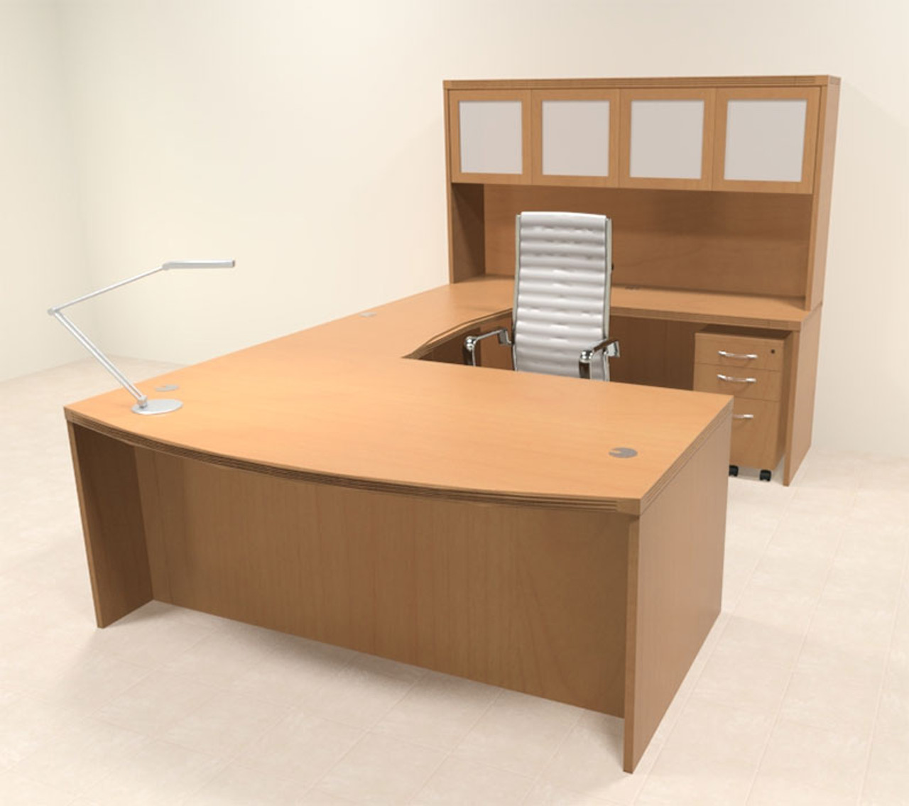 5pc Modern Contemporary U Shaped Executive Office Desk Set, #RO-ABD-U4