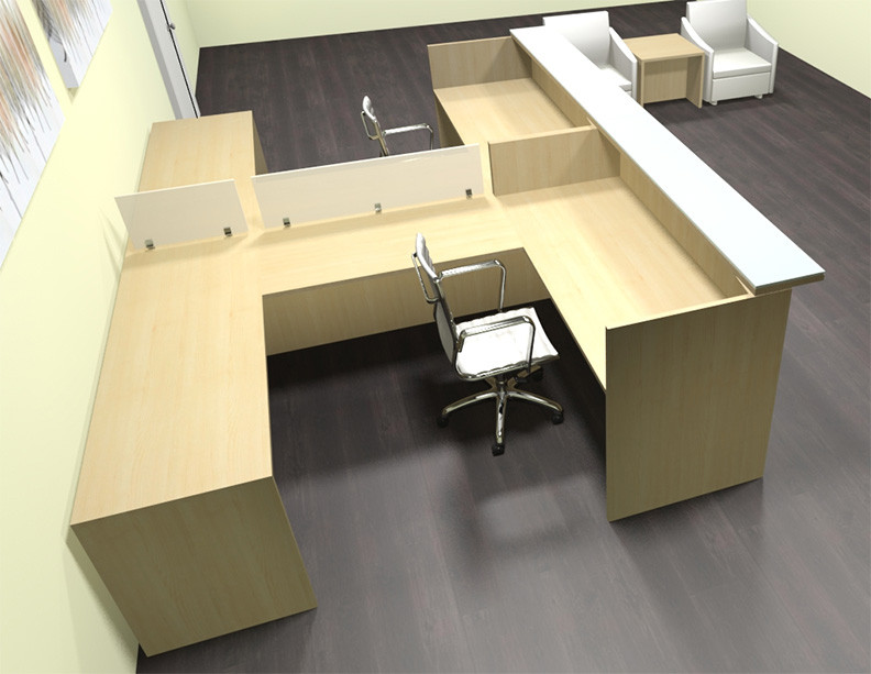 8pc 12' Feet U Shaped Glass Counter Divider Reception Desk Set, CHAMB