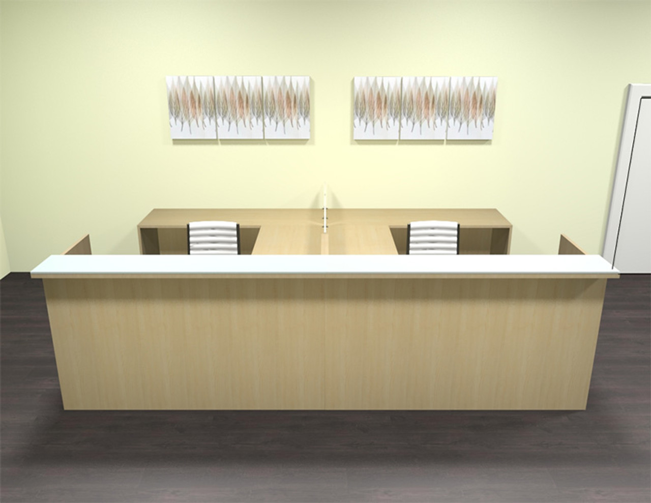 8pc 12' Feet U Shaped Glass Counter Divider Reception Desk Set, CHAMB