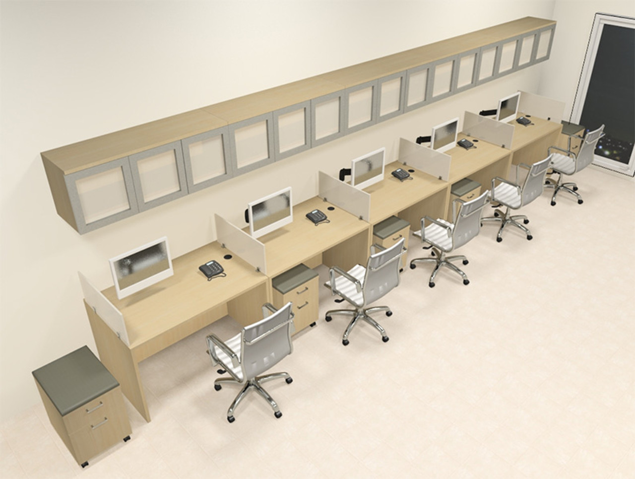 Five Person Modern Divider Office Workstation Desk Set, #CH-AMB-SP120