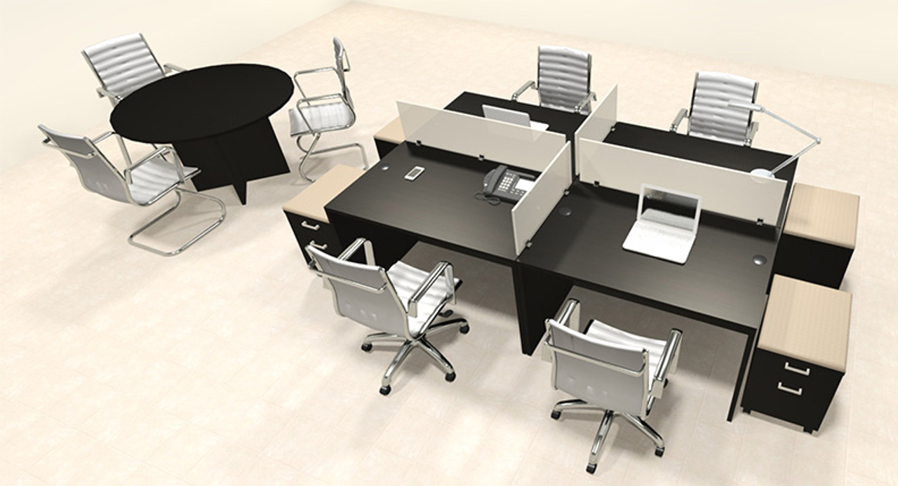 Four Persons Modern Office Divider Workstation Desk Set, #CH-AMB-FP28
