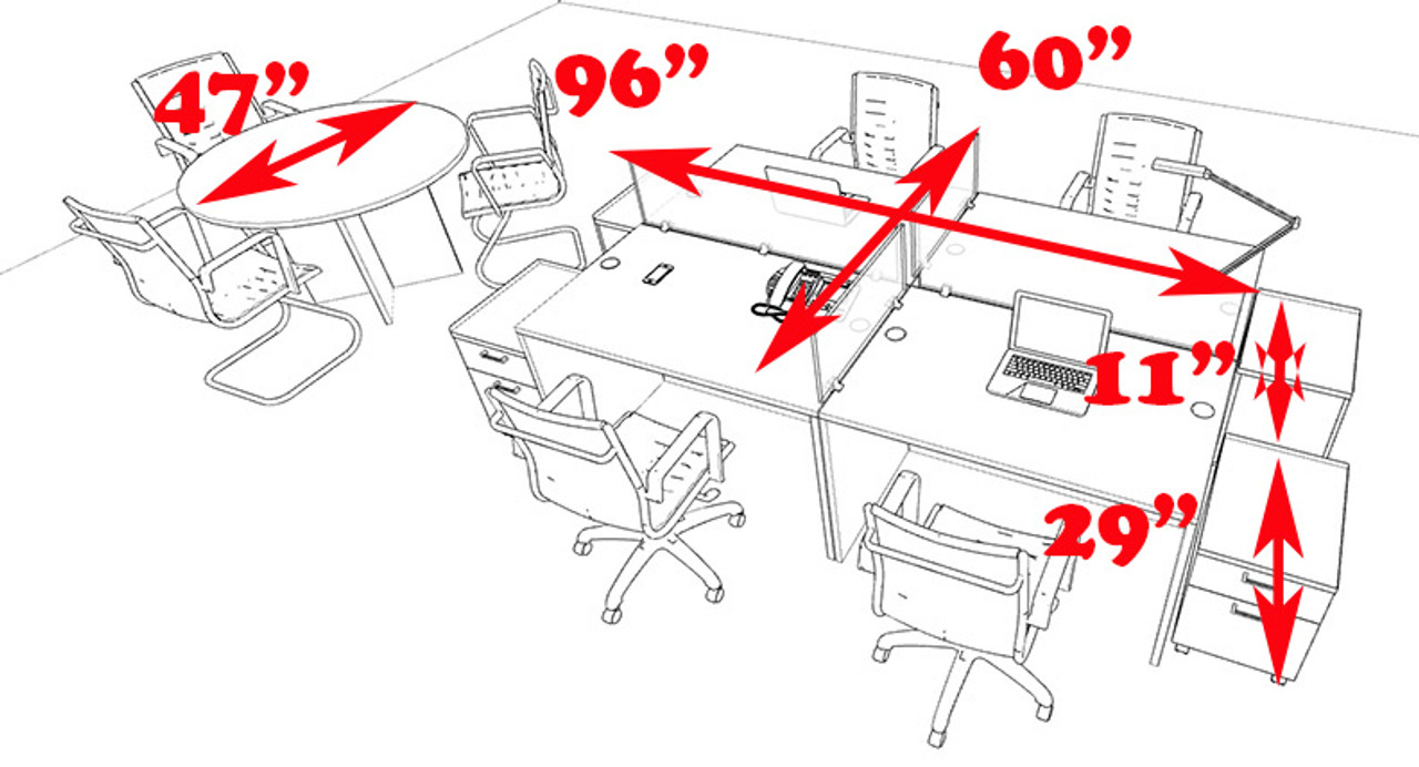 Four Persons Modern Office Divider Workstation Desk Set, #CH-AMB-FP28