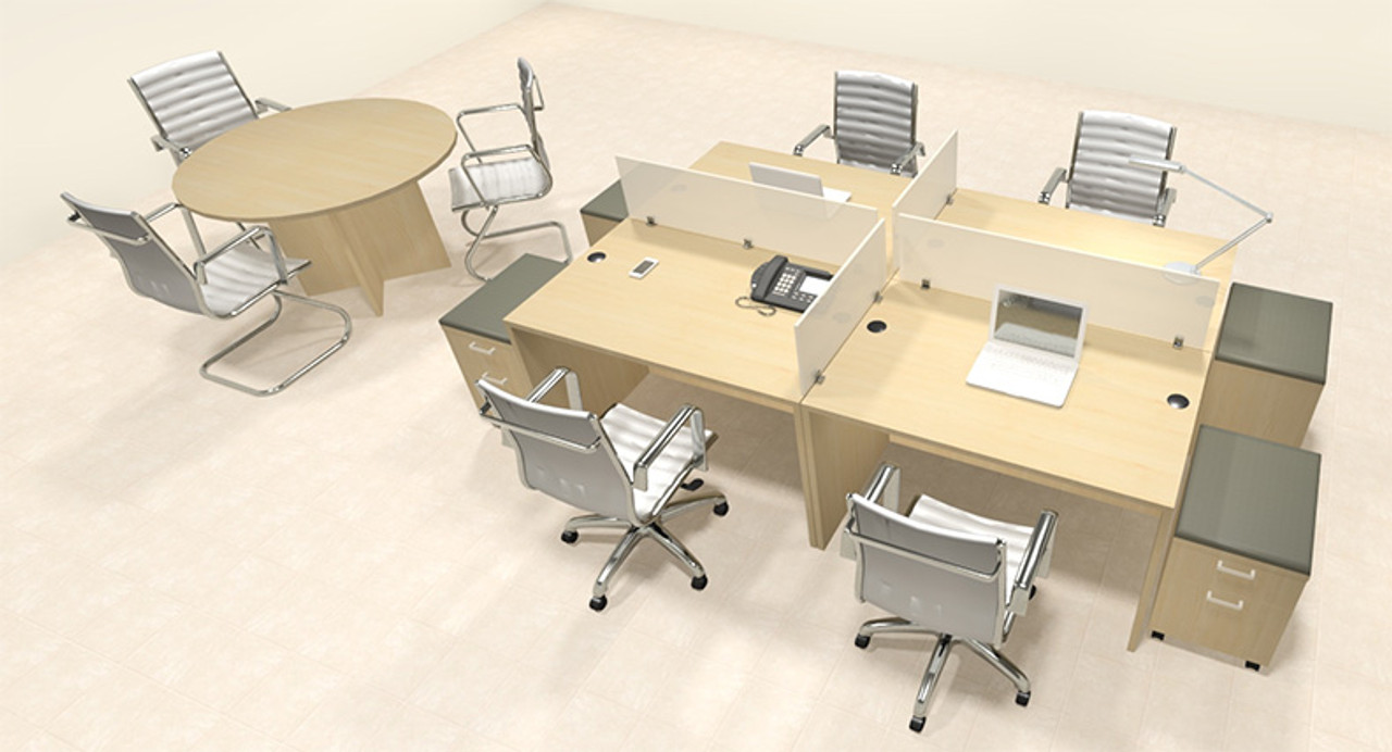 Four Persons Modern Office Divider Workstation Desk Set, #CH-AMB-FP30