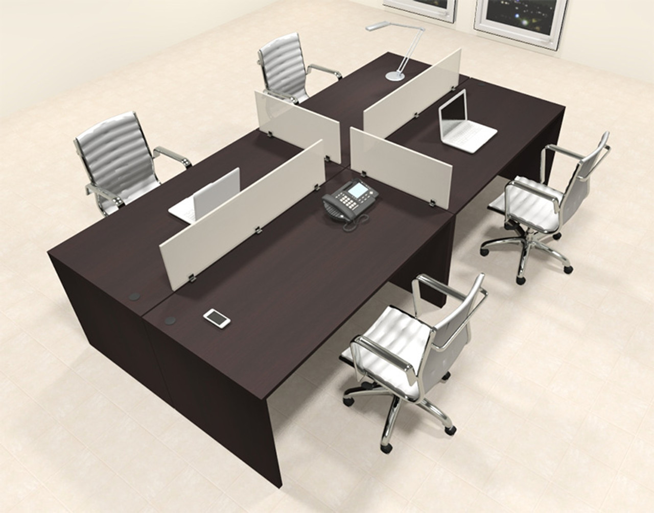 Four Persons Modern Office Divider Workstation Desk Set, #CH-AMB-FP32