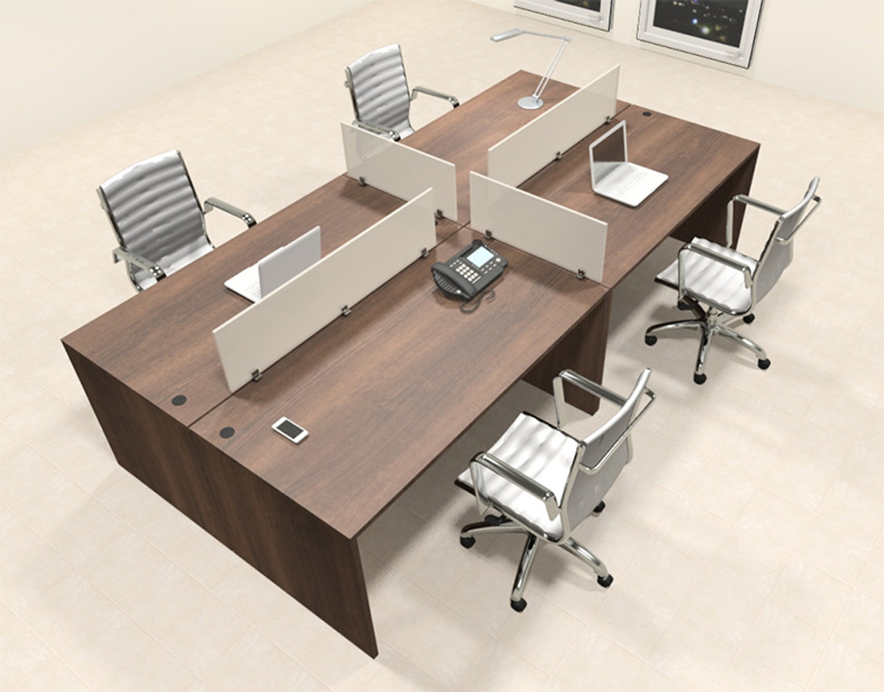 Four Persons Modern Office Divider Workstation Desk Set, #CH-AMB-FP34
