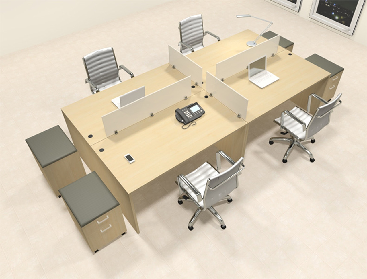 Four Persons Modern Office Divider Workstation Desk Set, #CH-AMB-FP40