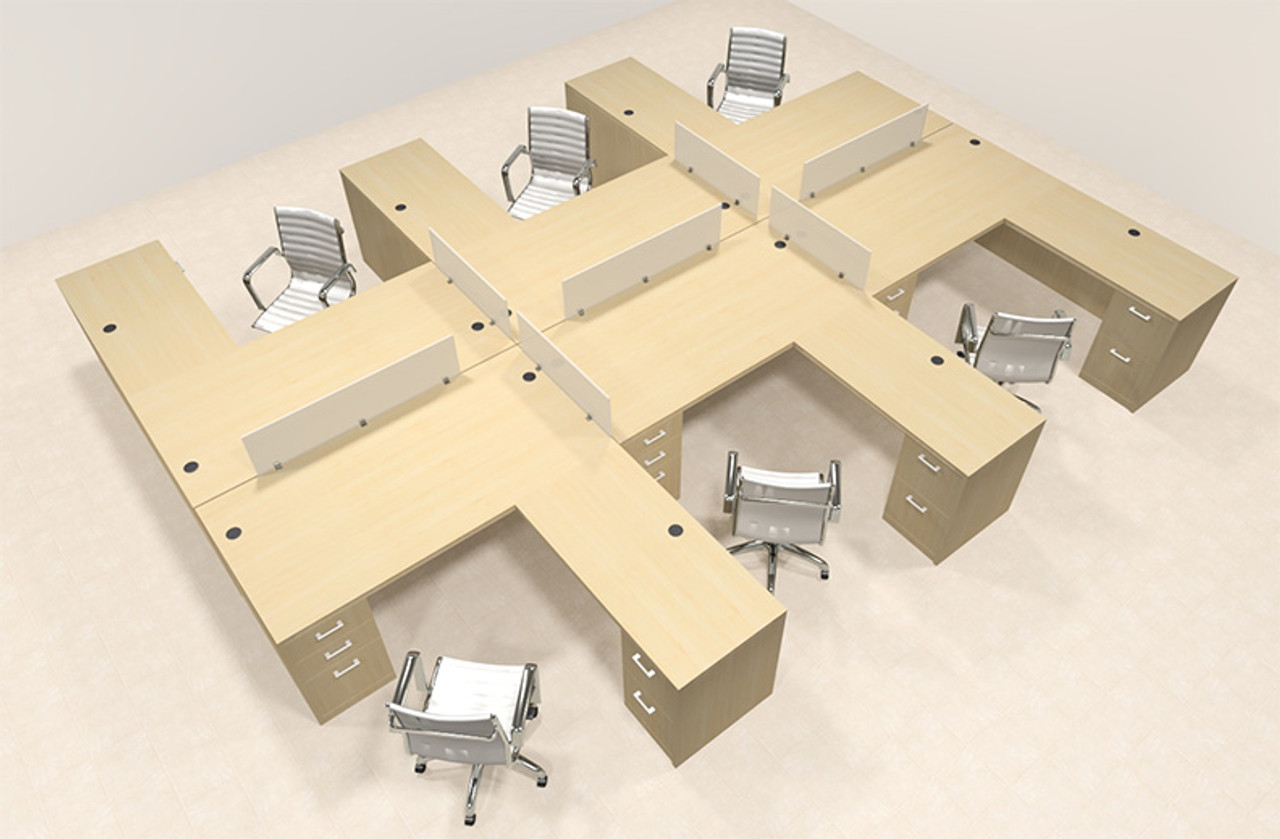 Six Persons L Shaped Office Divider Workstation Desk Set, #CH-AMB-FP15