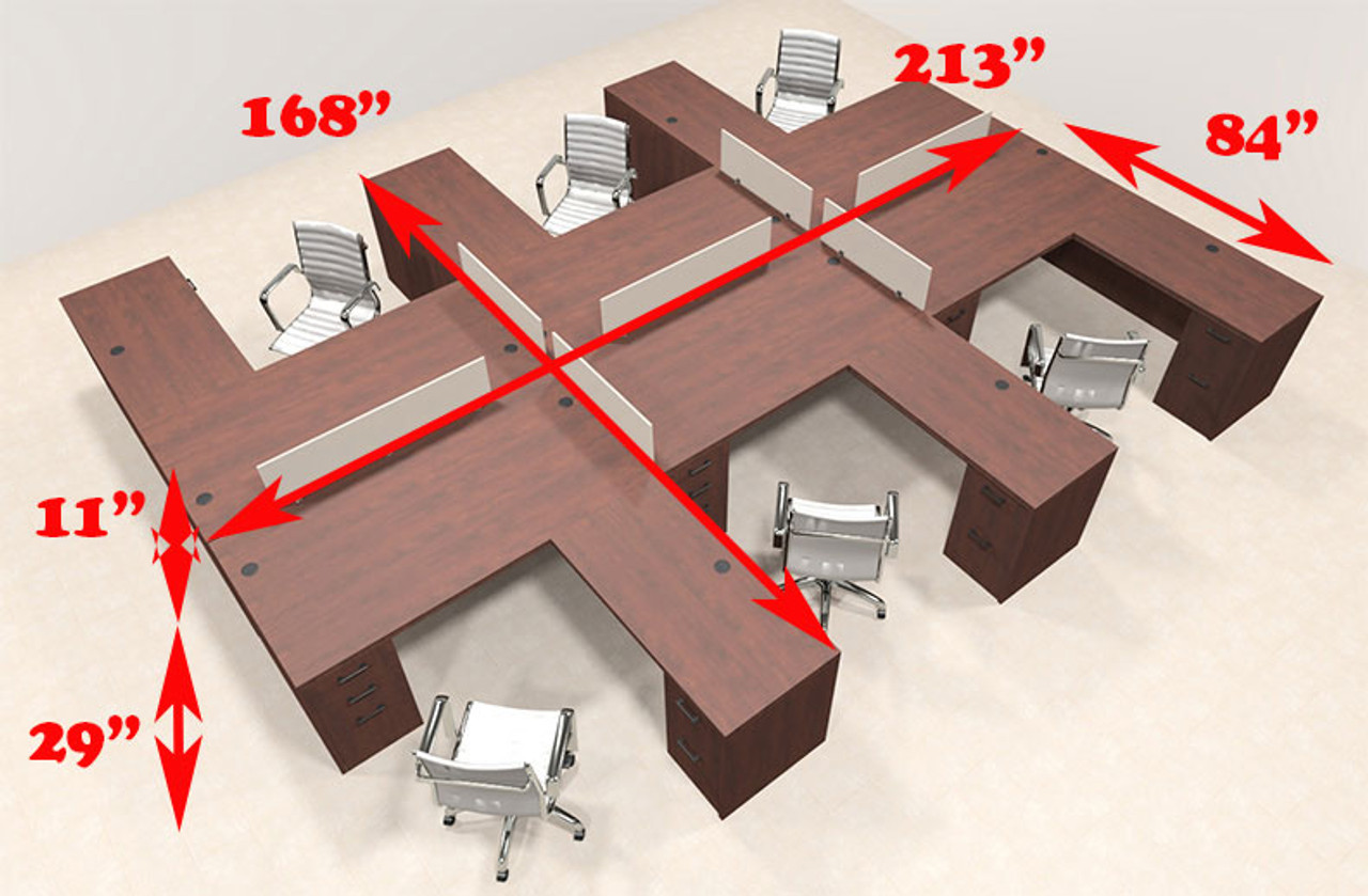 Six Persons L Shaped Office Divider Workstation Desk Set, #CH-AMB-FP15