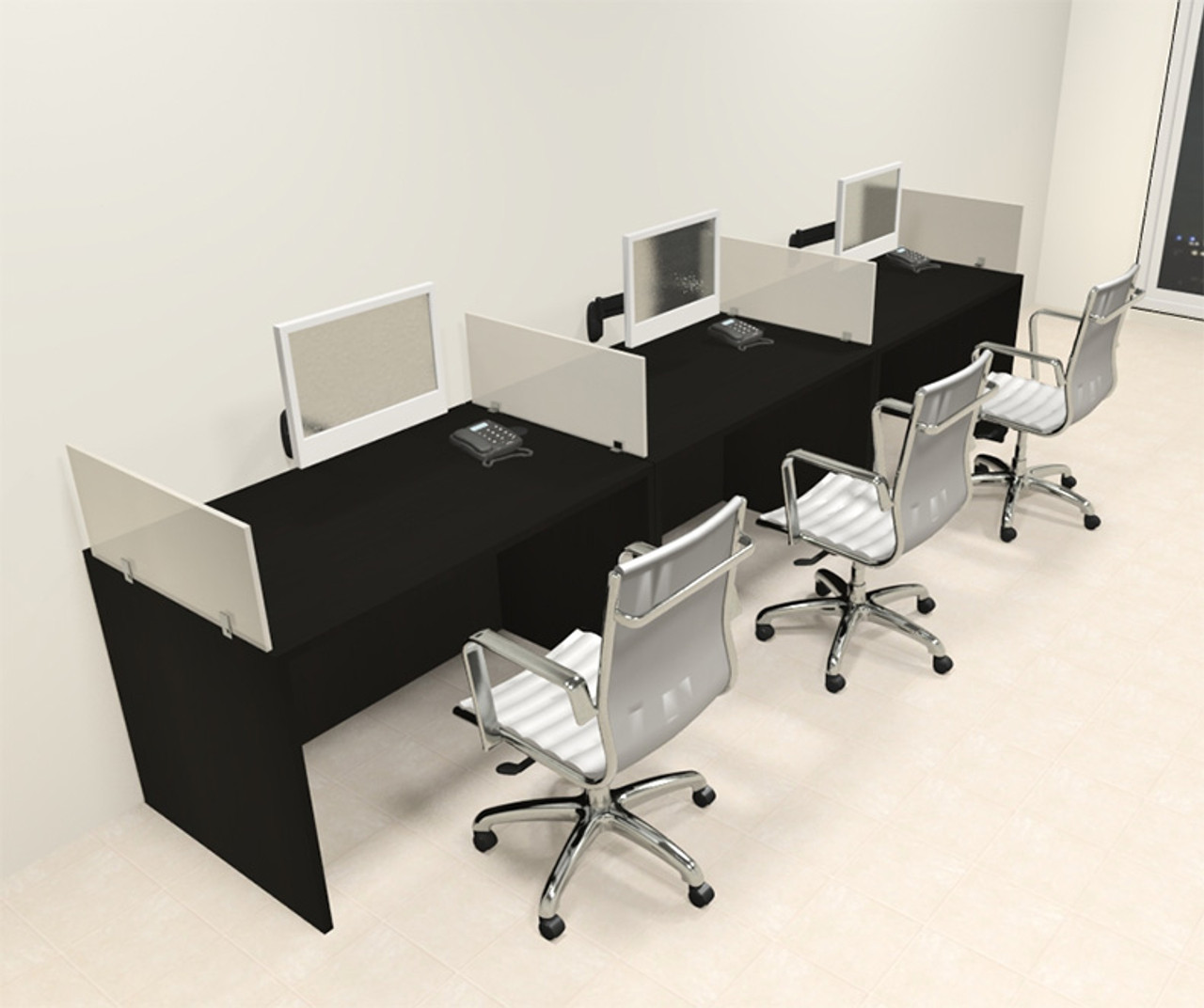 Three Person Modern Divider Office Workstation Desk Set, #CH-AMB-SP68