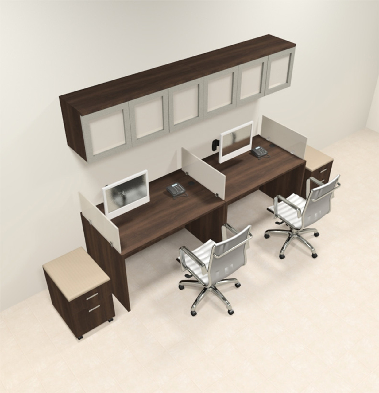 two person desk with divider