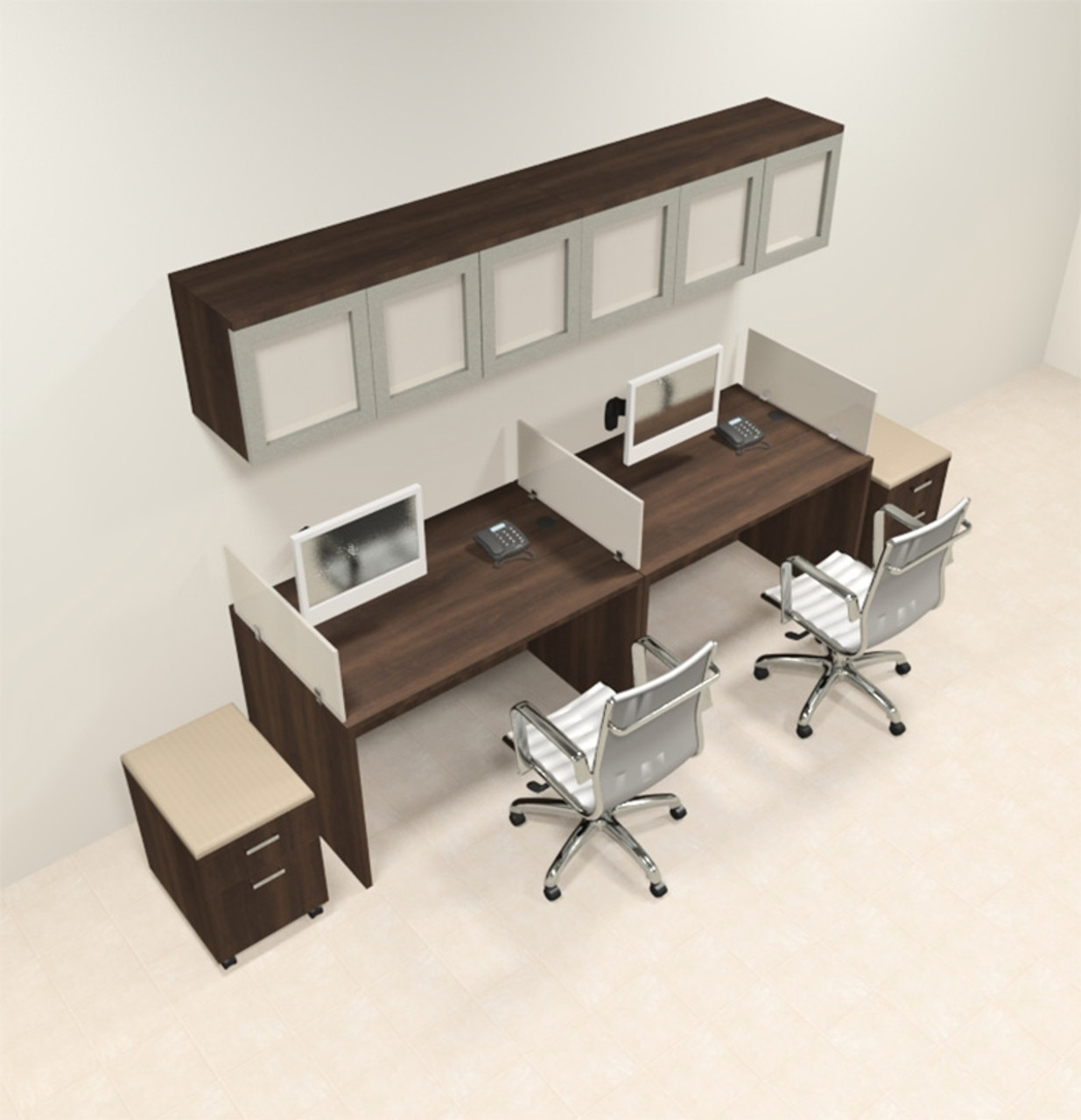 Two Person Modern Divider Office Workstation Desk Set Ch Amb
