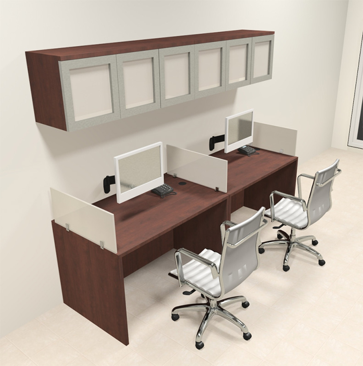 Two Person Modern Divider Office Workstation Desk Set, #CH-AMB-SP81