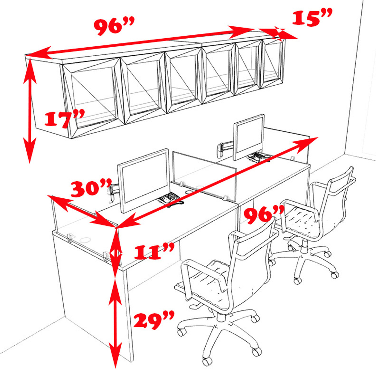 Two Person Modern Divider Office Workstation Desk Set, #CH-AMB-SP81