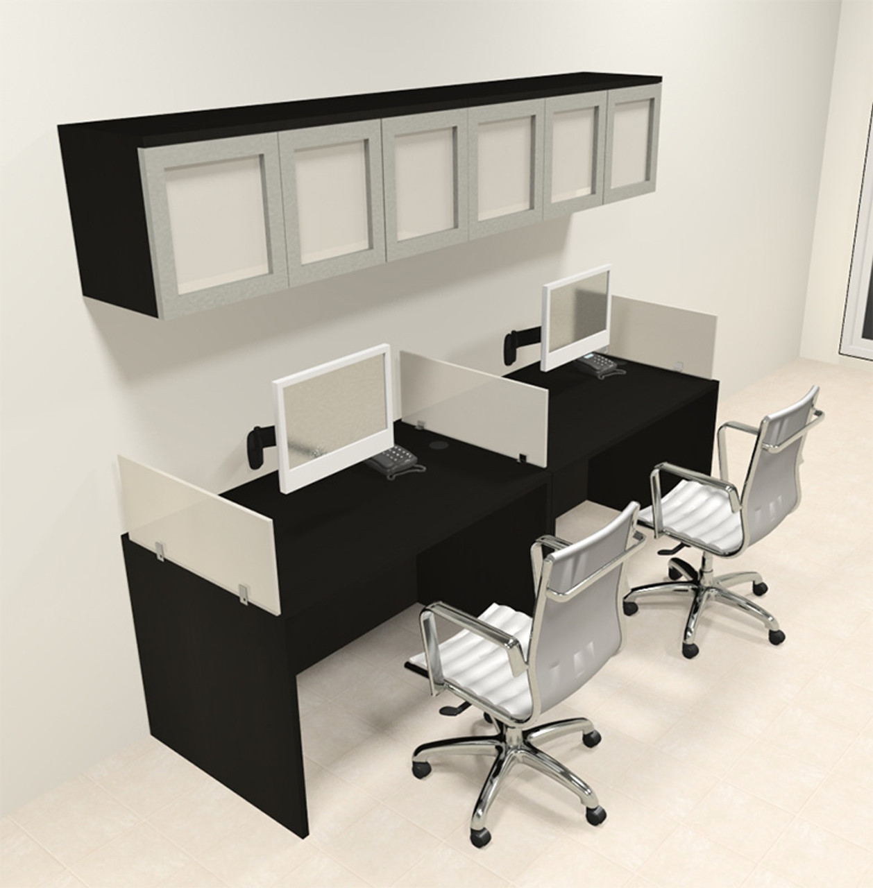 Two Person Modern Divider Office Workstation Desk Set, #CH-AMB-SP83