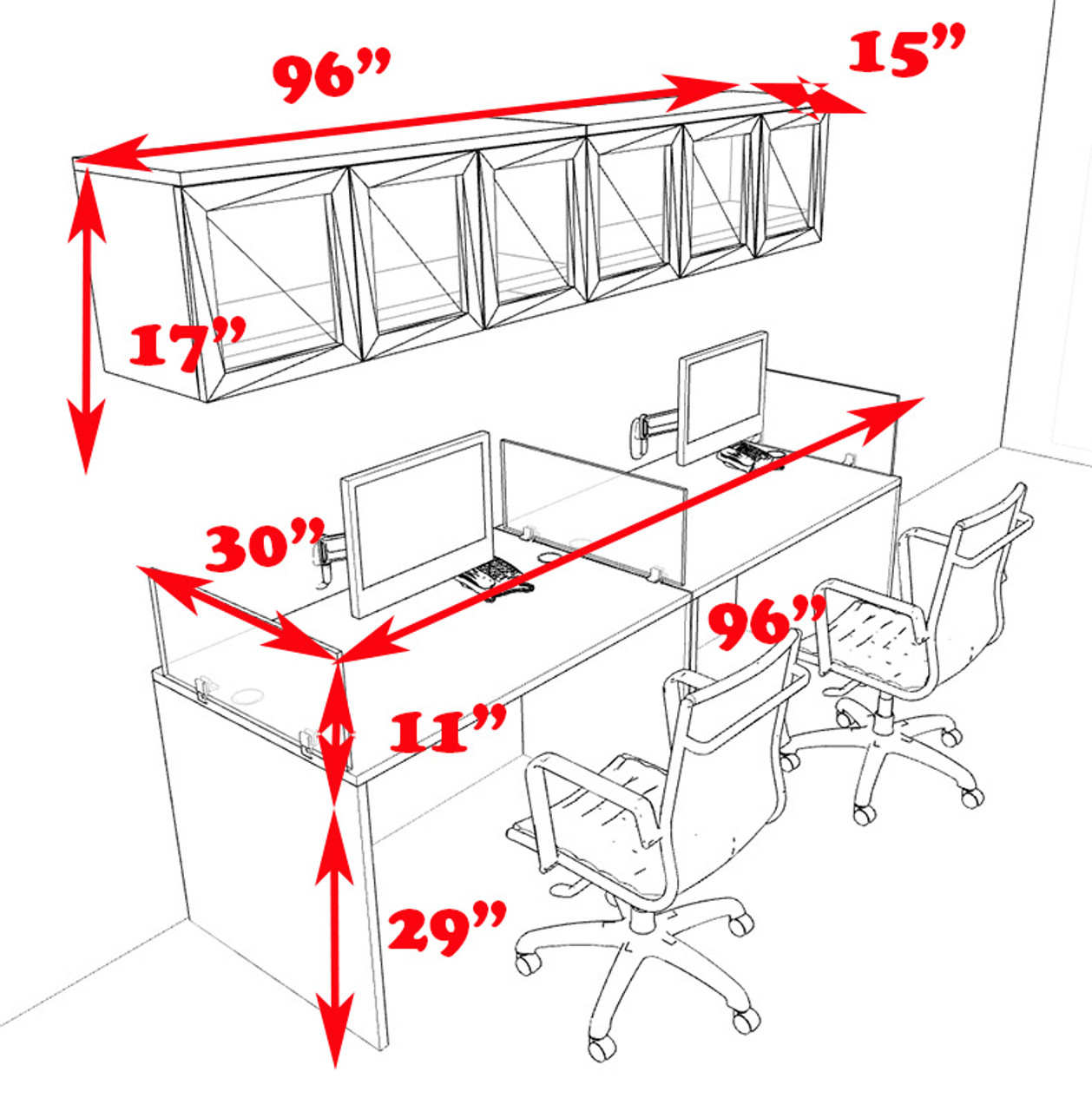 Two Person Modern Divider Office Workstation Desk Set, #CH-AMB-SP83