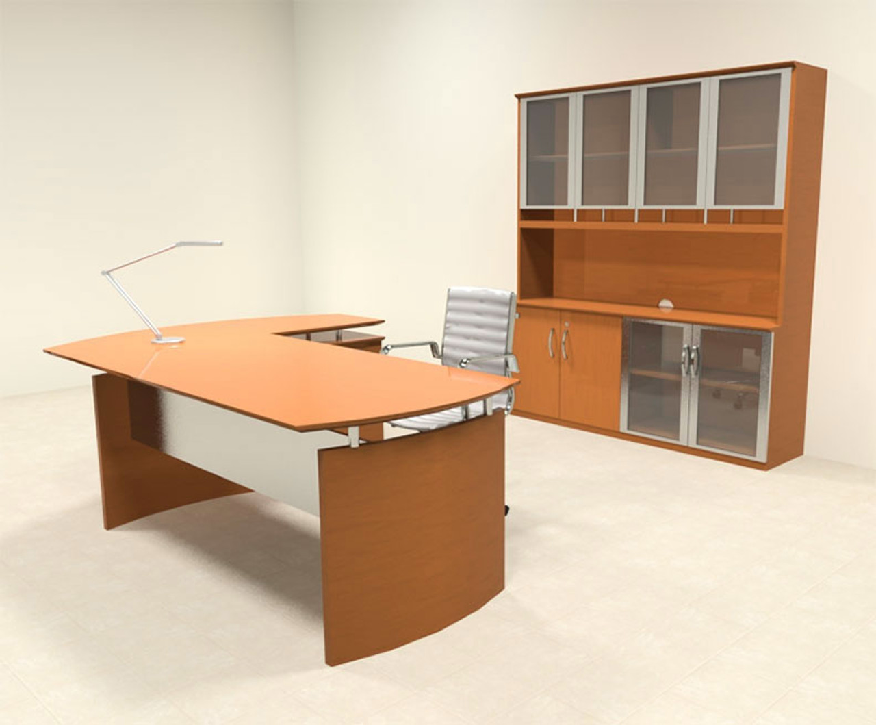 4pc Modern Contemporary L Shape Executive Office Desk Set, #RO-NAP-L10