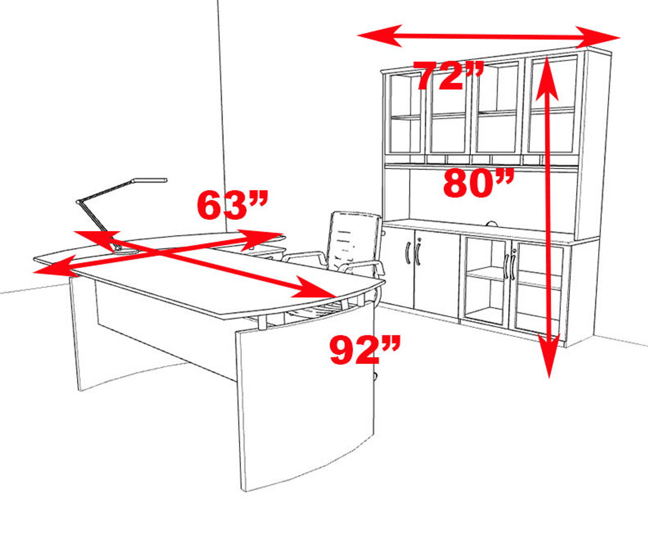 4pc Modern Contemporary L Shape Executive Office Desk Set, #RO-NAP-L12