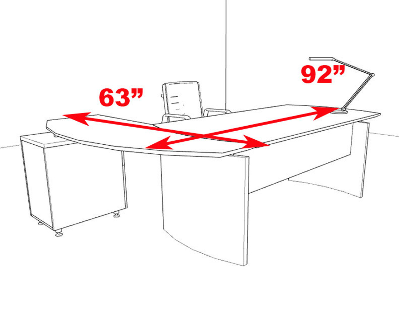 2pc Modern Contemporary L Shape Executive Office Desk Set, #RO-NAP-L3