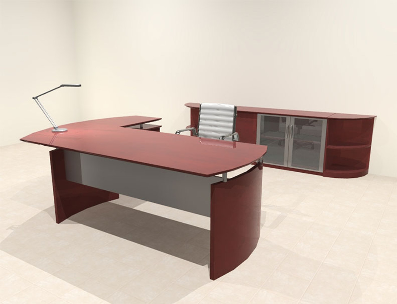 5pc Modern Contemporary L Shape Executive Office Desk Set, #RO-NAP-L8