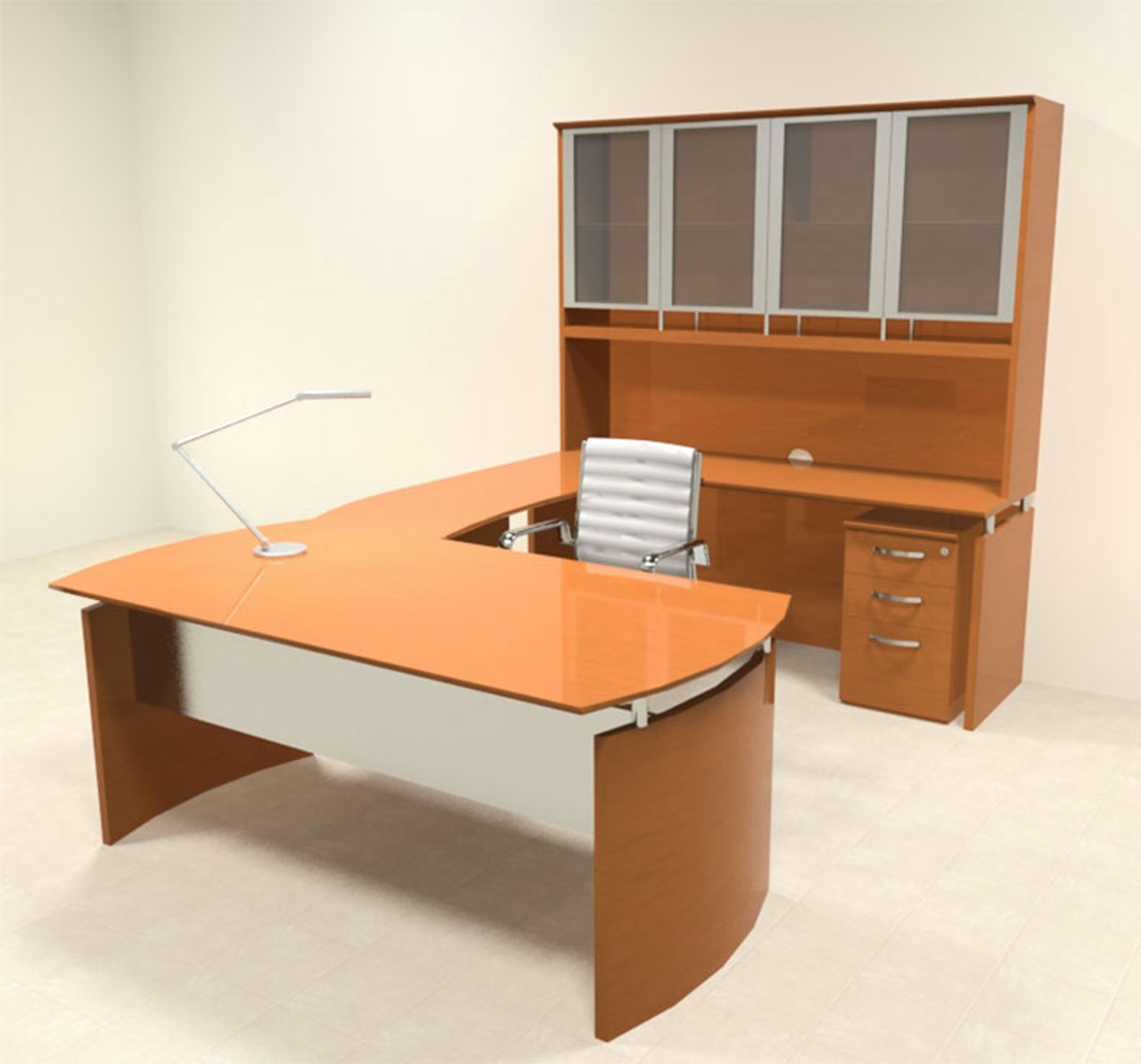 5pc Modern Contemporary U Shape Executive Office Desk Set, #RO-NAP-U4