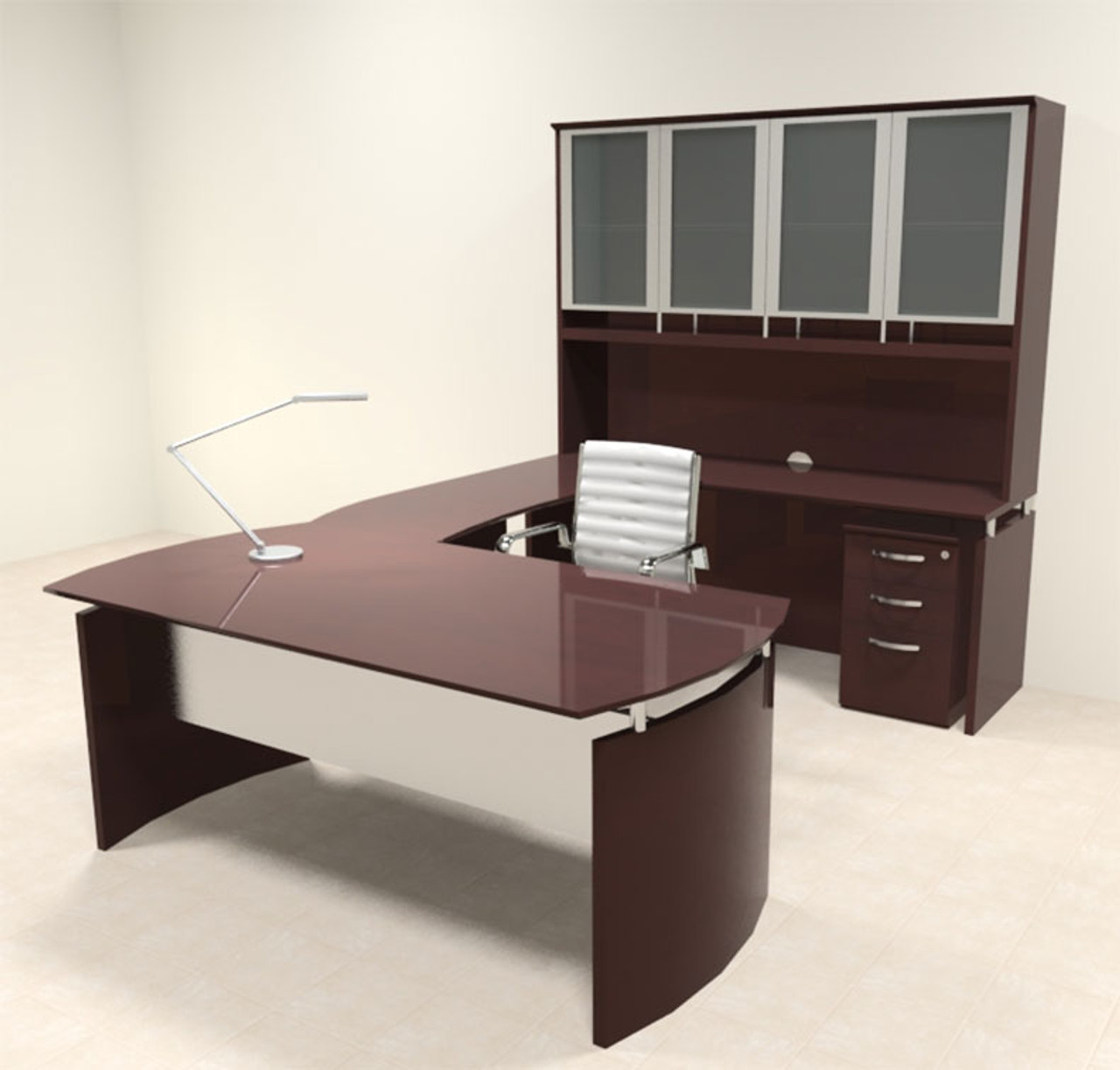 5pc Modern Contemporary U Shape Executive Office Desk Set, #RO-NAP-U6