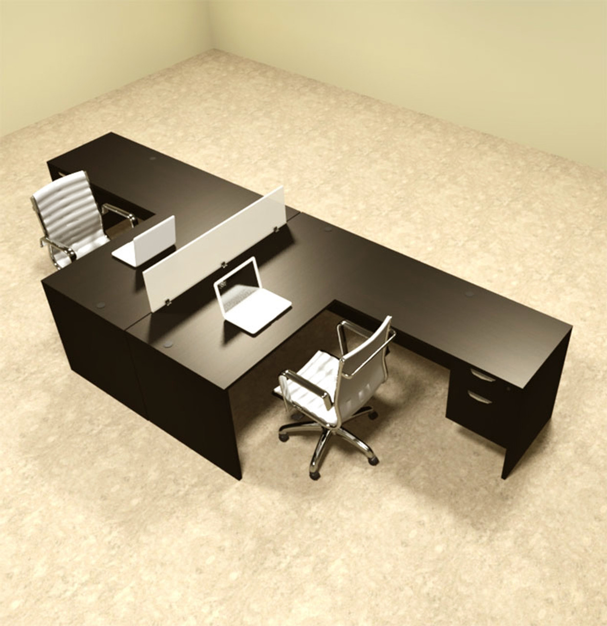 Two Person L Shaped Divider Office Workstation Desk Set, #OT-SUL-FP40