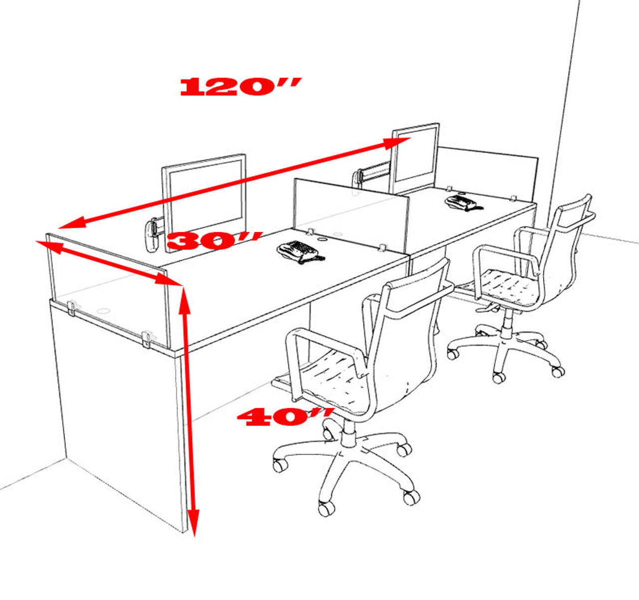 Two Person Divider Modern Office Workstation Desk Set, #OT-SUL-SP2
