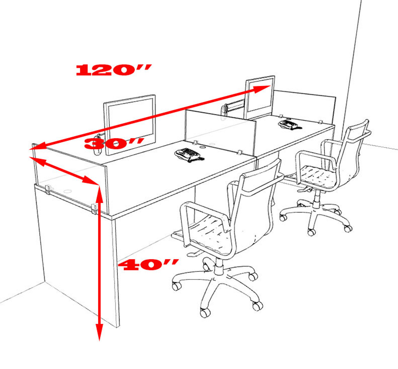 Two Person Divider Modern Office Workstation Desk Set, #OT-SUL-SP21